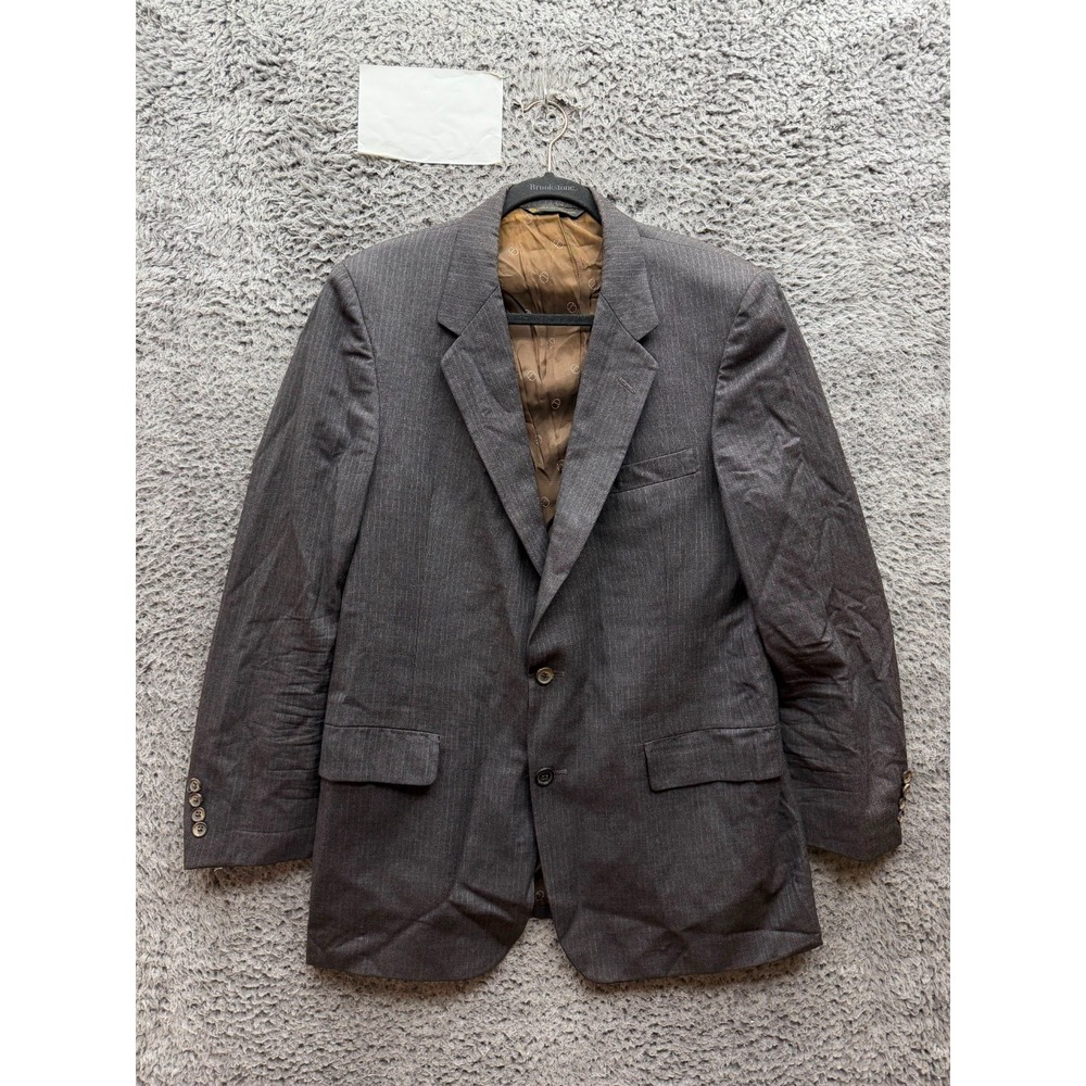 Vintage Christian Dior Paris Pinstripe Wool Suit Blazer Jacket Grey Size M/L